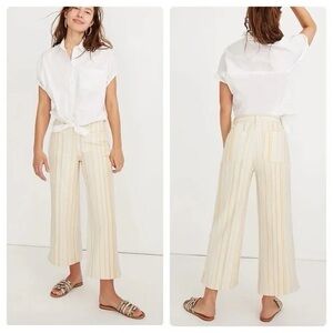 Striped Cream Wide-Leg Pants